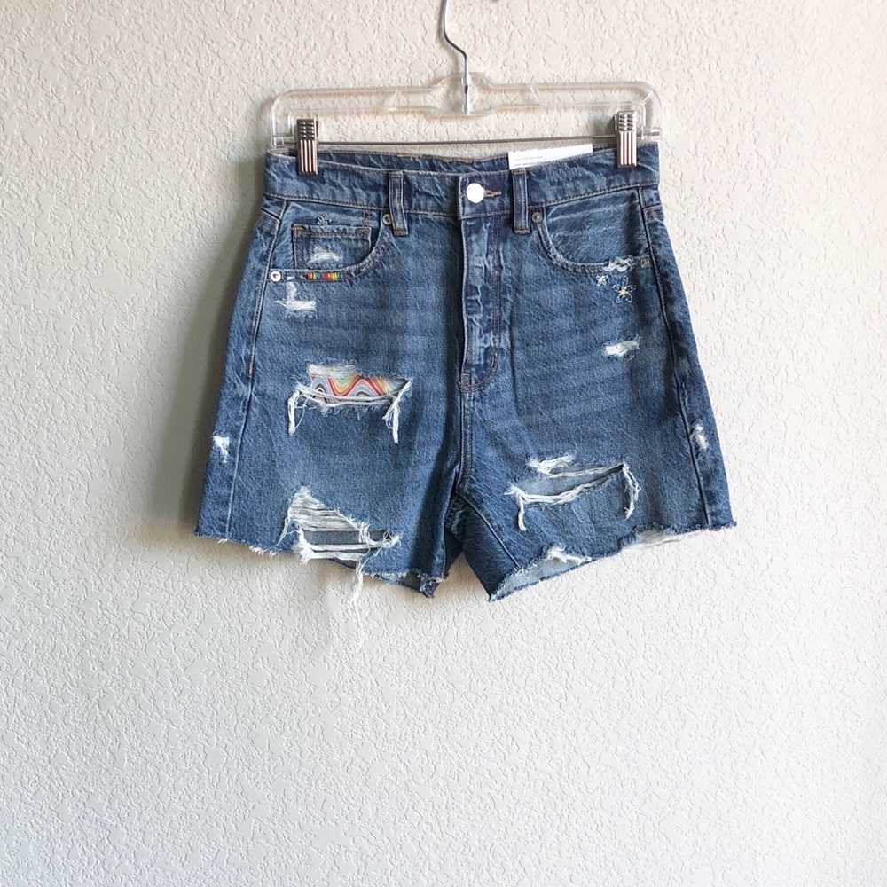 NWT American Eagle Highest Rise Baggy Shorts Pride 2 26 100% Cotton